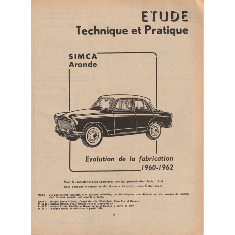 Notice D'assemblage D'origine Gégé Simca 9 Aronde 1:18 - Rare, Bon état