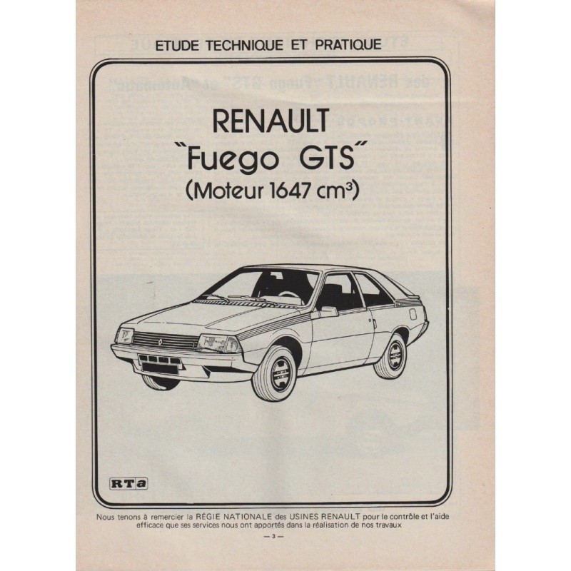 MOTEUR 1400 REVUE TECHNIQUE EDITION DECEMBRE 1980 RENAULT FUEGO TL-GTL 
