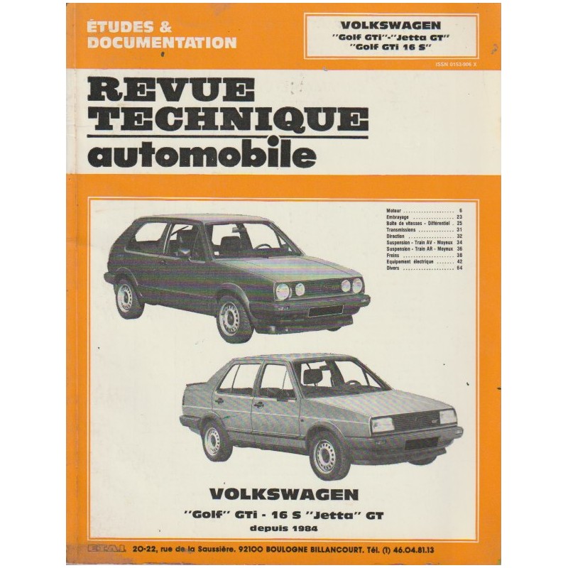 Revue Technique 1986 GTi 16S GOLF II ( 8491 ) de Volkswagen