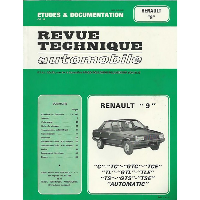 Revue Technique R 9 Revue Technique R 9