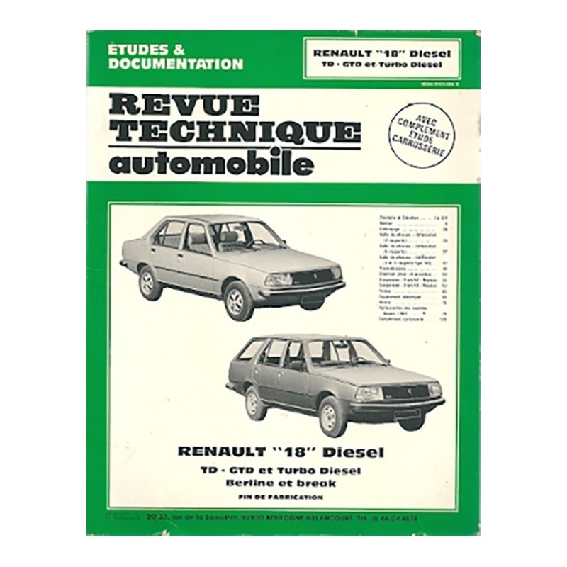 Revue Technique R 18 TD / GTD Revue Technique R 18 TD / GTD