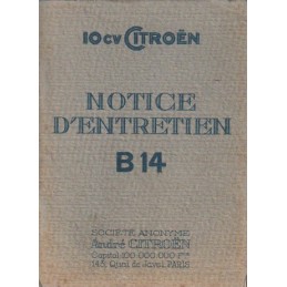 Notice d' Entretien B14 1927