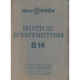 Notice d' Entretien B14 1926