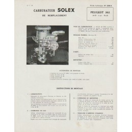 Fiche Technique 302 Solex...