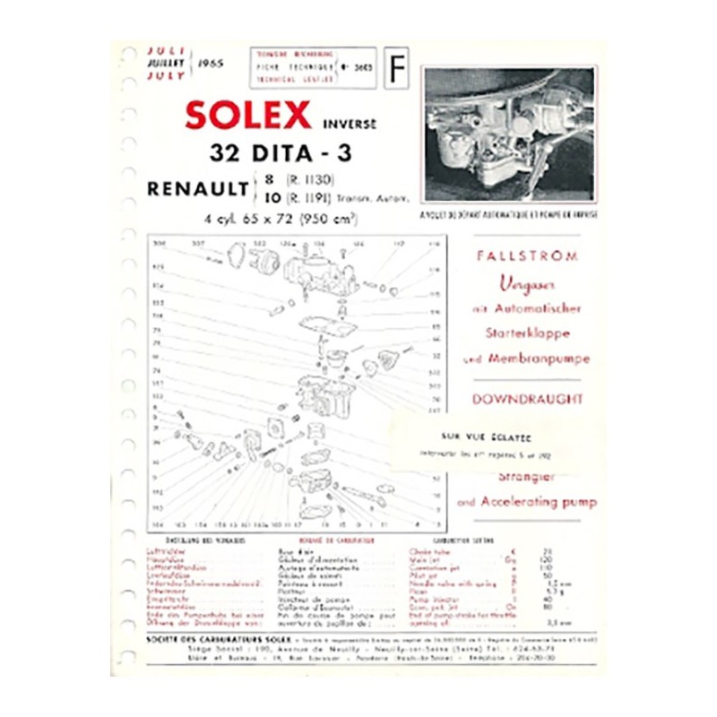 Fiche Technique Solex 32 DITA-3