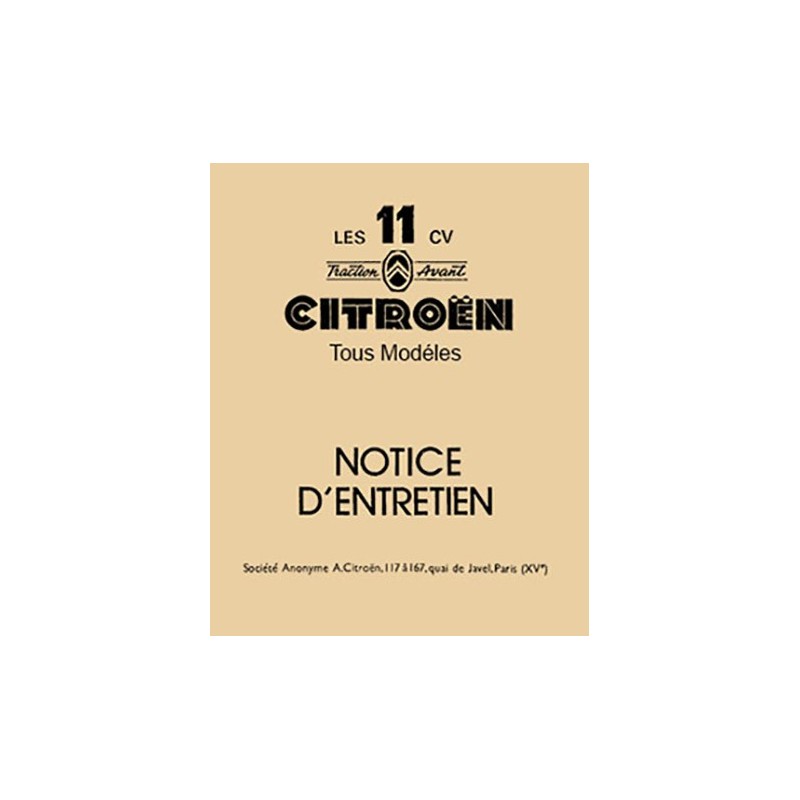 Notice Entretien 11  1954