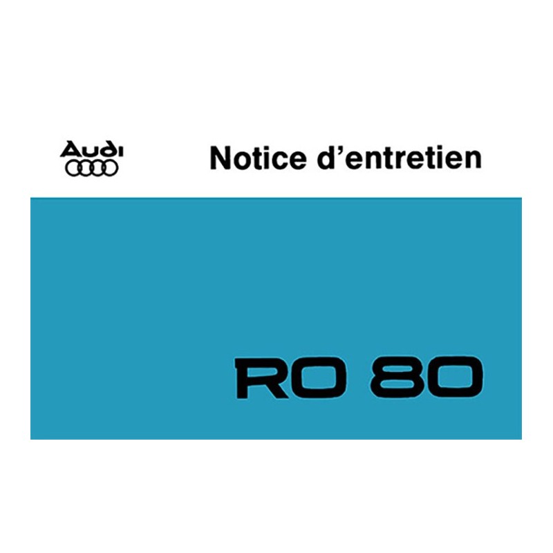 Notice Entretien RO 80 Notice Entretien RO 80