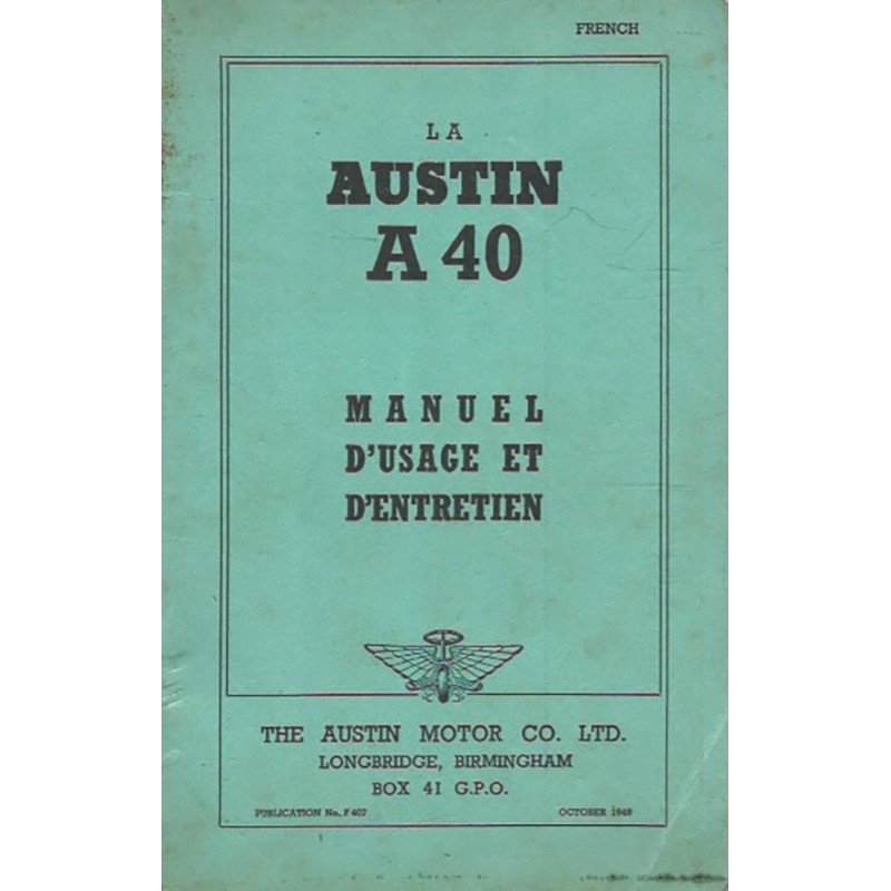 Notice d' Entretien A 40 1948 Notice d' Entretien A 40 1948