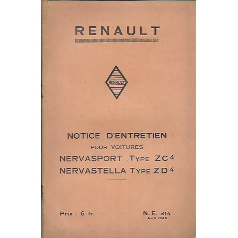 Notice d' Entretien ZC4 / ZD4 Notice d' Entretien ZC4 / ZD4
