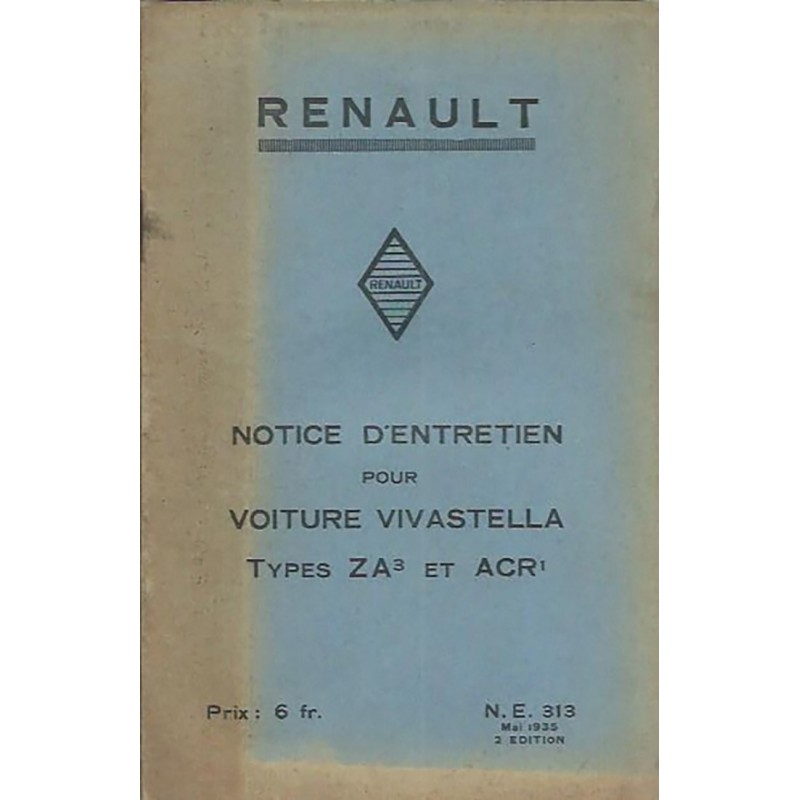 Notice d' Entretien ZA 3 / ACR 1 Notice d' Entretien ZA 3 / ACR 1