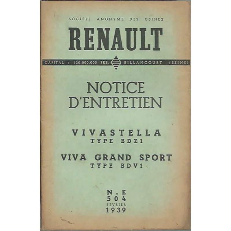 Notice d' Entretien BDZ 1 / BDV 1 Notice d' Entretien BDZ 1 / BDV 1