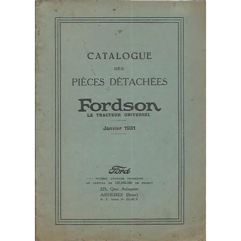 Catalogue Pieces Fordson Catalogue Pieces Fordson