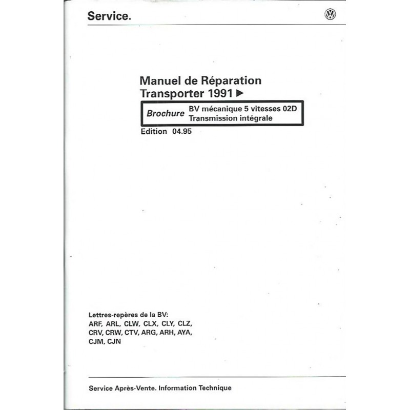 Manuel Reparation BV Meca 02D Manuel Reparation BV Meca 02D