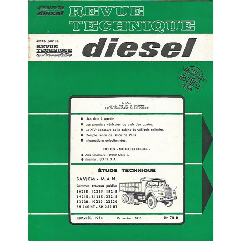 Revue Technique Diesel 1974
