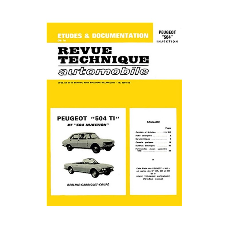 Revue Technique 504 CC Injection Revue Technique 504 CC Injection