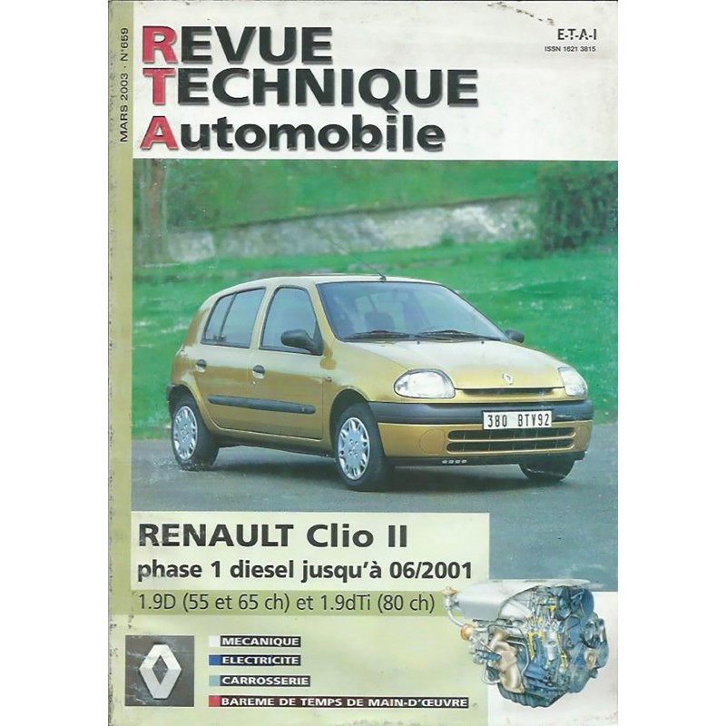 RTA118 RENAULT CLIO II PHASE 1 ET 2 DIESEL 03/1998-07/2006 -  Livres/Cahiers/Manuels Techniques